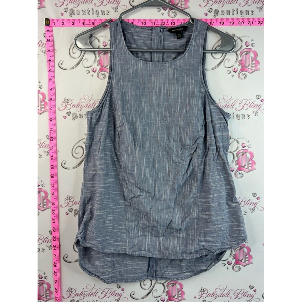 Banana Republic tank top blue navy Gray Sleeveless Textured Tank Top